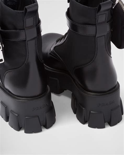 monolith leather and re-nylon boots with pouch